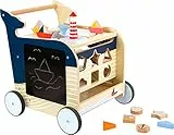 small Foot Lauflernwagen Wal aus Holz für erste Gehversuche, multifunktional, für Kinder ab 1 Jahr, 11608
