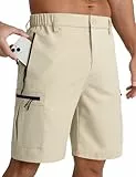 APTRO Kurze Hosen Herren Cargo Shorts mit fünf Reißverschluss Taschen Arbeitshosen Männer Kurz Wanderhose Beige XXL