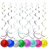 AhfuLife 16 Stück Karneval Hängende Spiralen Girlande, Fasching Folien Wirbel Deko Spiral Girlanden Deckenhänger Spiral Luftschlangen für Fasnacht Geburtstag Party Dekoration Karneval Partydeko