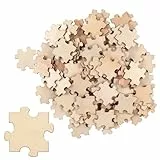 BELLE VOUS 100 Stück Holz-Puzzleteile – 4,5 x 3,8 cm – unlackierte Holzpuzzles für Kinderaktivitäten, DIY Kunst und Handwerk und Party-Gästebuch