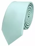 TigerTie Herren Krawatte 6 cm schmale Satin Tie in mint blassmint grün einfarbig uni Business, festliche Veranstaltungen und Freizeit