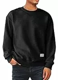 JMIERR Herren Sweatshirt Rundhals Langarm 2025 Winter Pullover für Männer Sweatshirts Loose Fit, Schwarz L