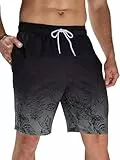 Arcweg Herren Badehose Lange Badeshorts Bedruckt Schnelltrocknend Elastischer Bund Leichte Schwimmhose Boardshorts Für Männer Strandurlaub & Freizeit Schwarz Grau L(EU)
