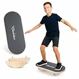 KLEINTOBER Kinder Balance Board I Balancierbrett Kinder mit 3 Schwierigkeitsstufen I Wackelbrett aus Birkenholz mit PEVA Anti-Rutsch Oberfläche I Wobble Board für die Förderung des Gleichgewichts
