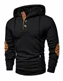 Elegancity Hoodie Herren Baumwolle Kapuzenpullover Schwarz Casual Kordelzug Sweatshirt Pullover mit Kapuzen Oversized Freizeit Kapuzenpulli, Schwarz L