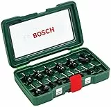 Bosch Accessories 15tlg. Hartmetall Fräser Set (für Holz, Ø-Schaft 1/4', Zubehör Oberfräse)