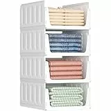 Lifewit 4 Pack Stapelbar Kleiderschrank Organizer, Ausziehbar Schrank, Stapelbar Aufbewahrungsbox für Bad Küchenschrank Lagerung, Kunststoff Schubladen Kleidung, Camping Schrank