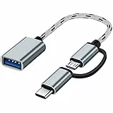 Seminer 2-in-1 USB C/Micro auf USB Adapter - OTG Adapterkabel Kompatibel mit MacBook, Android, Google, Samsung Galaxy und Mehr - Grau