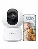 LAXIHUB 5MP Hundekamera mit App Überwachungskamera Innen Baby, 2.4G/5GHz Dual-Band WLAN Haustier Kamera, AI Bewegungserkennung Pet Security Camera Auto-Tracking, Pan/Tilt, 2-Wege-Audio, Alexa