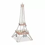 Relaxdays Schmuckständer Eiffelturm, Ketten, Ringe & Armbänder, Schmuckaufbewahrung Metall, HBT 47x21x21 cm, roségold