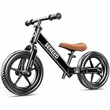 SEREED Kinder Laufrad ab 2 Jahre, Kinder fahrader Kinderspielzeug für 2-5 Jahre, Werkzeugfreie Einstellung, Geschenk für 2-3 Jungen und Mädchen, Individuelles Schild mit 3 Aufklebern (schwarz)