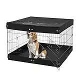 VEVOR Hundelaufstall, 4 STK. 610 x 910 mm große Paneele, Faltbarer Welpenlaufstall aus Metall, Hundezaun mit Tür, oberer Abdeckung und Bodenpolster, Laufstall für Hunde, Katzen und andere Kleintiere