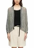 Comma Damen Strickjacke aus Feinstrick – Loose Fit, Ajourmuster, V-Ausschnitt, 3/4-Ärmel