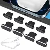 AUZOSL 8 Stücke iPhone 14 Zubehör - Ladebuchse Schutz für iPhone 14, 14 Pro, 14 Pro Max & 14 Mini 13 12 11, iPad Air mini, Airpods (Schwarz)