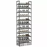 AcornFort® S-538 10 Ebenen Stöckiges Schwarz Verstellbare Schuhablagen Schuhaufbewahrung Hohes Schuhregal Organizer Regal Halteständer für 30 Paar Schuhe, 56 x 30 x 170 cm, Robuste Bauweise
