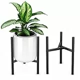 Bomclap Pflanzenständer aus Metall, Verstellbarer Pflanzenständer Moderner Blumentopfhalter für Innen und Außenbereich, Blumentopfständer für 8-12 zoll Blumentopf, 2er-Pack, Schwarz