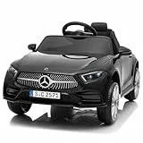 LEADZM Kinder Elektroauto Mercedes Benz CLS 350 mit 12V Kinderauto Elektrisch 2,4G-Fernbedienung, Elektrofahrzeuge 2-türig mit MP3, Musik, Hupe, LED-Leuchten (CLS Schwarz)
