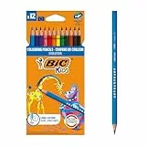 BIC Kids ECOlutions Evolution Buntstifte Set (für Kinder ab 5 Jahren, Farbstifte ohne Holz, mit bruchsicherer Mine - sicher Schreiben, 12 Stifte im Kartonetui)