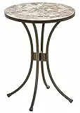 Dehner Blumenhocker Grazia, Ø 41 cm, Höhe 54 cm, Metall/Stein, mosaikoptik, grau/braun