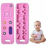 Beißring Baby Zahnen, Beißspielzeug Baby ab 6 Monate, Silikon Zahnungshilfe Fernbedienung Beißring Spielzeug für Babys ab 3-6 9 12 Monate, BPA-frei Jungen Mädchen Badespielzeug Geschenk, Rosa