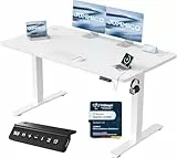 JUMMICO Höhenverstellbarer Schreibtisch mit USB-Ladeanschluss 140 x 60 cm, Schreibtisch Höhenverstellbar Elektrisch, Steh-Sitz Tisch Stehpult Verstellbarer Computertisch,Standing Desk,Weiß