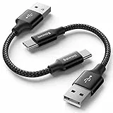 Baiwwa USB C Kabel Kurz 30cm, 2Stück USB A auf USBC Ladekabel für Samsung Galaxy S24 S23 S22 S21 S20 S10 S9 Plus, Redmi, Pixel, Android Auto -Schwarz