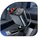 2026 80W Zigarettenanzünder USB C, 4-in-1 USB C Auto Ladegerät mit Einziehbarem Kabel (80cm) KFZ Ladegerät, Auto Schnellladegerät USB Ladekabel Car Charger für iPhone 17 16 15 14 13 Pro Max, Galaxy