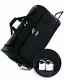 FERGÉ Reisetasche mit Rollen Paris | Separates Schuhfach Weichgepäck Trolley Reisetasche Weekender Paris 90 Liter, schwarz