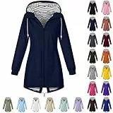 ZWDC Damen Regenjacke Kapuzenjacke Frauen Leichte Jacke mit Kapuze Taschen Outdoorjacke Windbreaker Übergangsmantel Funktionsjacke für Alltag Reisen Wandern Trekking