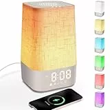 MILFECH Tageslichtwecker mit 30 Naturgeräuschen, Lichtwecker Sonnenaufgang Wecker Digital Wake Up Light mit Ladefunktion Lichtwecker Einschlafshilfe und RGB, Dimmbares Nachtlicht, Timer