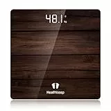 Healthkeep Digitale Personenwaage, hohe Präzision, mit Step-on-Technologie, LED-Anzeige, schlankes Design, max. 180 kg/400 lb, Holzmuster