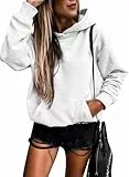 TrendiMax Hoodie Damen Herbst Übergangs Kapuzenpullover Warme Casual Pullover Hoody Streetwear Langarm Sweatshirts mit Kapuze (M, Weiß)