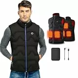 Kintiwe Beheizbare Weste Herren, Beheizte Weste Heizweste Wärmeweste mit Powerbank und 3 Stufen Temperatur, Winter Beheizbare Jacke für Outdoor Motorrad Jagd Angeln Skifahren