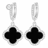 J.Fée Kleeblatt Ohrringe Silber 925 Hängend Kleeblatt Ohrstecker Silber Antiallergie Vierblättriges Ohrringe Damen mit Cubic Zirkonia, Dupes Schmuck Geschenk Für Frauen Weihnachtsgeschenke