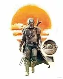 Komar 50 x 70 cm Star Wars Mandalorian The Child Family Trip | Baby Yoda, Dekoration, Wandbild, Poster, Kunstdruck | Größe Rahmen | WB-SW-007-50x70, Bunt