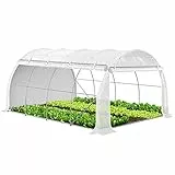 VOUNOT® Gewächshaus Foliengewächshaus, Seitenwände Aufrollbar Winterfest, Tomatenhaus Folientunnel, 4x3x2m 12m², Weiß