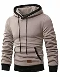 Meilicloth Kapuzenpullover Herren Sweatshirt Langarm Hoodie Herren Warm Pullover mit Kapuze Casual Baumwolle Kordelzug Hoody mit Tasche Grau-1 L