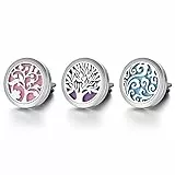 JewelryWe Schmuck 3pcs 316L Edelstahl Auto Aromatherapie Ätherisches Öl Diffusor Lufterfrischer Vent Clip Medaillon mit 10 Ersatz Filzpad (Baum des Lebens, Wolke)