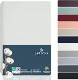 BARBONS Spannbettlaken 180x200cm - 100% Baumwolle Spannbetttuch Oeko-TEX Zertifiziert Bettlaken Jersey Bettwaren und Bettbezug für Boxspringbett und Dicke Matratzen bis 27 cm - Weiss 180 x 200