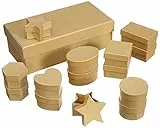 folia 31510 - Pappschachtel Set, natur, 15 teilig, sortiert in verschiedenen Formen und Größen - ideal zum Verzieren und Verschenken