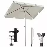 Sekey Sonnenschirm Balkon 3-in-1 SET | Sonnenschirm Rechteckig 200x125cm mit UPF50+ & GRS-zertifiziert | Sonnenschirme + Sonnenschirmhalter + Sonnenschirmhülle,Graubeige