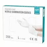EUROPAPA® 200x Einweghandschuhe Nitrilhandschuhe puderfrei Untersuchungshandschuhe EN455 EN374 latexfrei Einmalhandschuhe Handschuhe in Gr. S, M, L & XL verfügbar (L, Weiß)