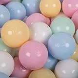 KiddyMoon 100 Bälle/7Cm Kinder Bälle Spielbälle Für Bällebad Baby Einfarbige Plastikbälle Made In EU, Pastellblau/Pastellgelb/Weiß/Minze/Rosa