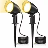 MEIKEE 20W Gartenbeleuchtung Warmweiß 2700K Gartenlampe IP66 Wasserdicht Superhell Gartenstrahler mit Erdspieß Gartenleuchte Ideal für Außen, Garten, Terrasse, Baum, Wegen 2 Stück ohne Stecker