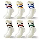 BONANGEL Socken Jungen Tennissocken Kinder 31-34 35-38 Kindersocken Jungen Sportsocken Kinder mit Streifen Baumwolle Socken für JungenMädchen 7-14 Jahre 6 Paar