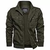 EKLENTSON Herren Frühlingsjacke Casual Übergangsjacke Outdoor Freizeitjacke Multi Taschen Männer (XL, Armeegrün)