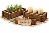 MC-Trend 2 Stück Ziegelsteinform aus Holz – rustikale Holzkiste zum Bepflanzen – Altholz Blumenkasten – Backsteinform mit Metallbeschlägen – jedes Stück ein Unikat – Holz Zieglform