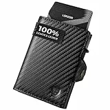 LORZOR® Slim Wallet mit Münzfach, Geldbörse Herren echtem Leder, RFID Blocker Portemonnaie, Portmonee Herren Kartenetui mit Münzfach, Geldbeutel für 10 Karten, Smart Wallet (Carbon schwarz)