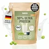 HANS Brainfood 90% Bio ULTRA fermentiertes Erbsenprotein Pulver cremig 1kg neutral - Veganes Proteinpulver cremig Mit Optimalem Aminosäurenprofil & Gut löslich - Bio Protein Pulver