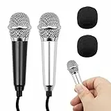 2 Stück Mini Karaoke Mikrofon, Kleines für Telefon Mit 3,5-mm-Universalkabel, Kabelgebundenes Aus Metall, Tragbares Gesangs-Kondensatormikrofon für Laptop Notebook